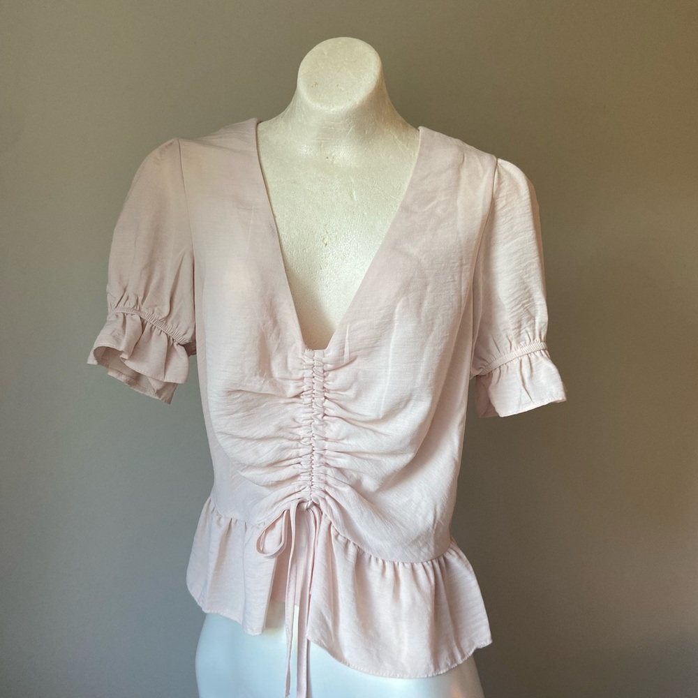 Topshop Light Pink Ruched Blouse